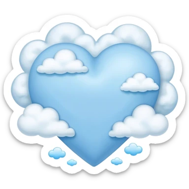 blue pastel heart with clouds sticker