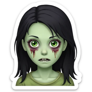 friendly zombie girl with long wispy black hair sticker