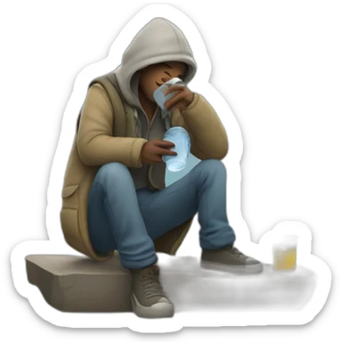 homeless drinking a glass of water sticker