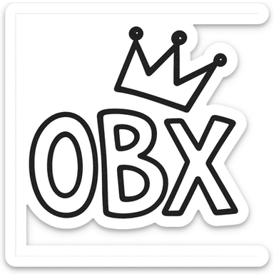 hand-drawn outlined style OBX letters with a tilted crown on top sticker