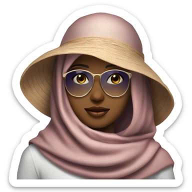 Pretty model Muslim Somali girl with sunglasses and sun hat and neck covered sticker