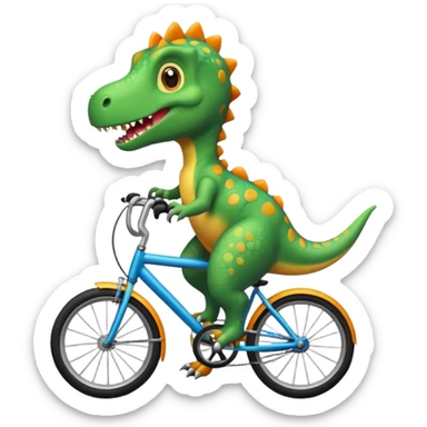 Cute dinosaur riding a bike  sticker