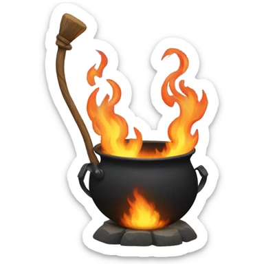 Cauldron that has fire twirling out of it sticker