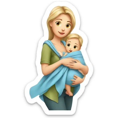 European Babywearing mom with baby and wrap sticker
