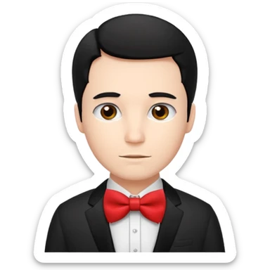 siyah saçlı krımızı papyonlu adam sticker