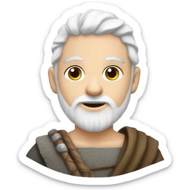 10th century boy shepherd whit white skin and bear sticker