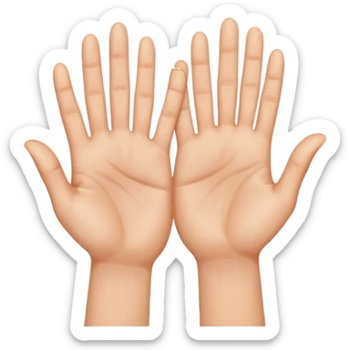 two hands with palms near each other, fingers spread to indicate the number 10 sticker
