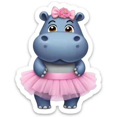 Hippo in a tutu sticker