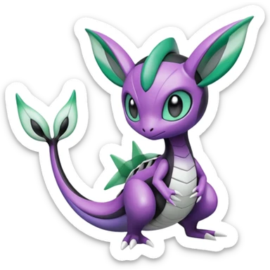 Violet-purple-black-white-gradients Meloetta-Rayquaza-Chatot-Pokémon-Fakémon-creature sticker