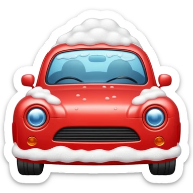 car wash with foam red car sticker