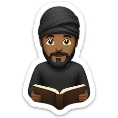 A black turban man with black beard reading a book sticker