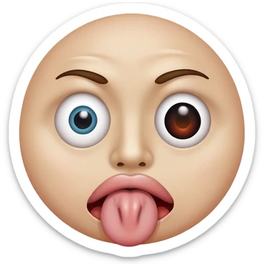 A face sticking out their tongue with a peace sign over their eyeball sticker