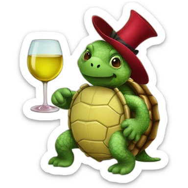 fancy-turtle-drinking-wine sticker