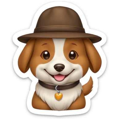 Dog with a hat sticker