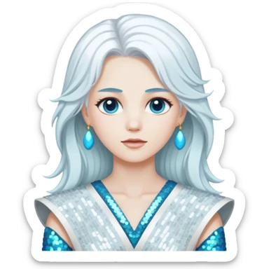 Uranus from Gods and Goddesses with long white hair, white sequin outfit sticker