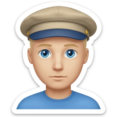 Homme fort blond chauve casquette yeux bleu sticker