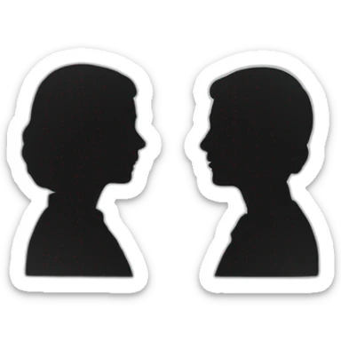 two people in silhouettes talking to each other sticker