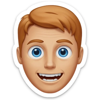 white man with caramel hair and blue eyes whos very scary but so so happy! sticker