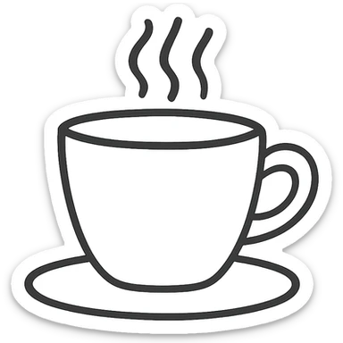 hand-drawn outlined icon of a coffee cup sticker