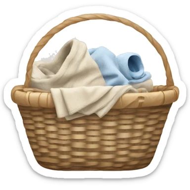 basket with laundry in beige tones sticker