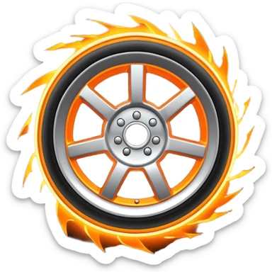 a car wheel from under which sparks fly sticker