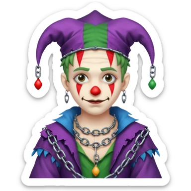 a chained up wrangled jester sticker