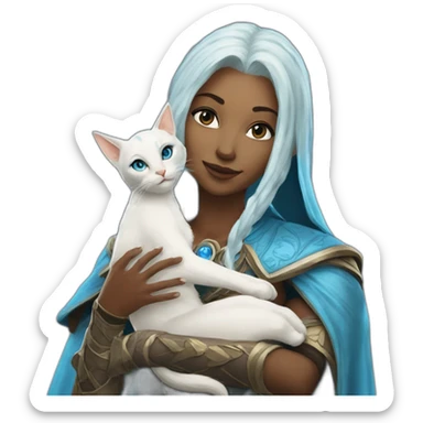Azura from Elder Scrolls holding a kitten sticker