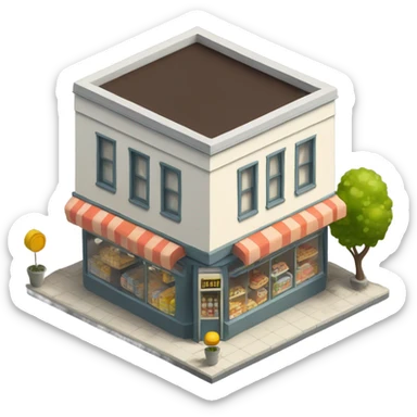 shop and flats isometric sticker