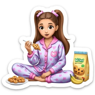 Ariana grande getting a snack and putting on wicked pajamas  sticker