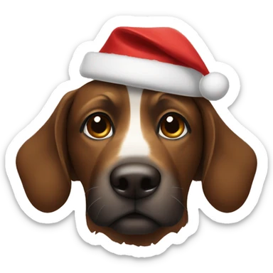 Dark brown golden brown with Christmas hat sticker