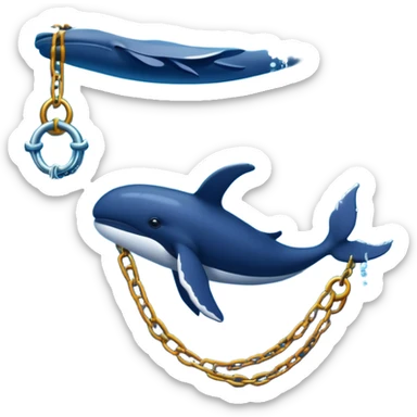 Whale dragging a person by a chain to the bottom of the ocean sticker