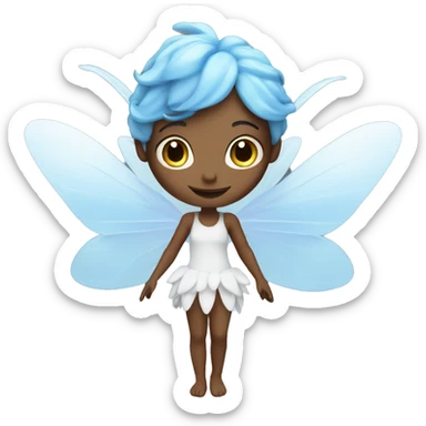 Fairy with white wings with flashes and clouds, blue eyes sticker