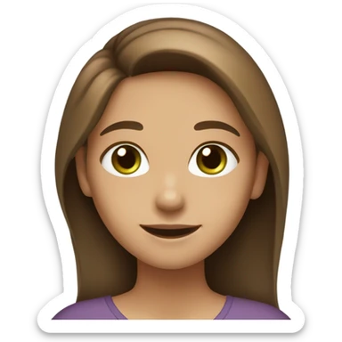 smiling girl with brown hair, light brown skin and green eyes sticker