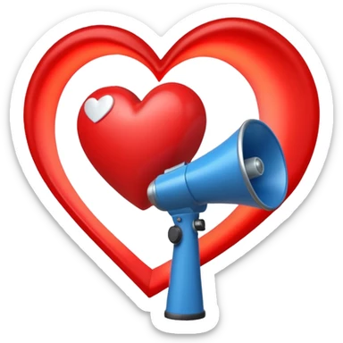 megaphone with a glowing heart coming out sticker