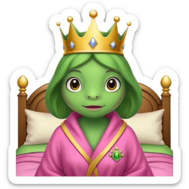 Princesse frog in her bedroom with pink robe sticker