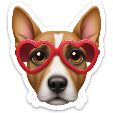 Dog wearing heart glasses sticker
