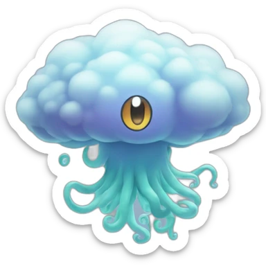 A Pokémon that resembles a spectral cloud with flying tentacles sticker