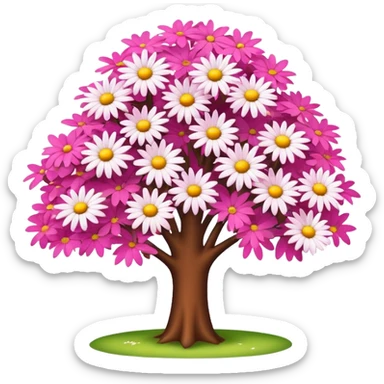 Pink tree with daisys sticker