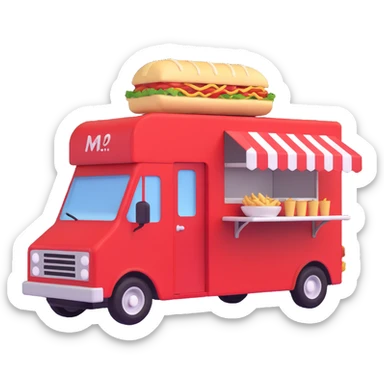 generate me a 3D red truck shawarma food truck sticker