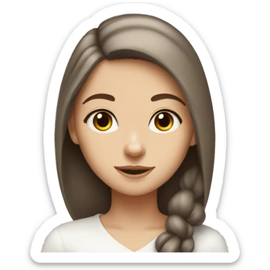 I am a brown-haired girl with gray eyes and a white Sam cat sticker