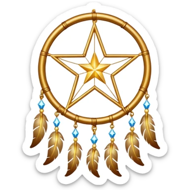 Star-shaped golden bright divine shimmering shiny sparkly glittery glowing glossy dreamcatcher  sticker