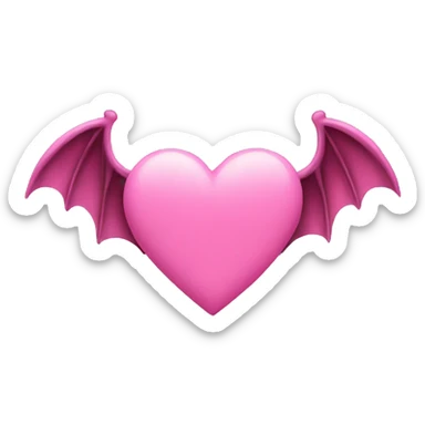 Pink heart with bat wings sticker