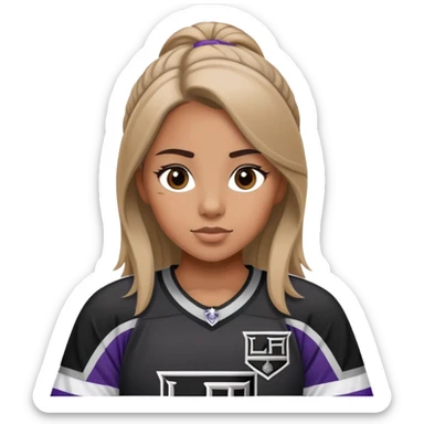 Burnett Hair girl wearing an LA Kings hockey jersey sticker