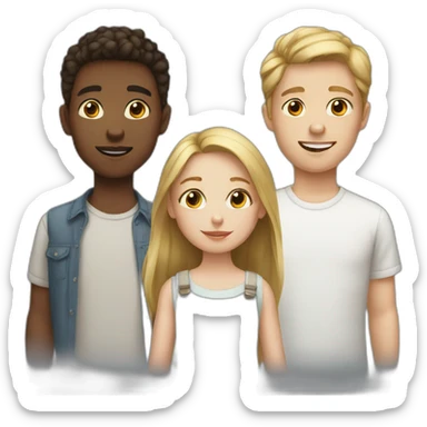 three white siblings one girl 2 boys sticker