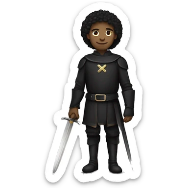 lightskinned guy with black medieval clothes and daggers on guard sticker