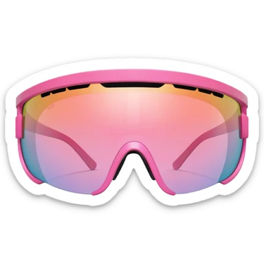 sporty pink shield visor sunglasses with robust thick frame, athletic design, substantial build, one-piece lens, sporty style sticker