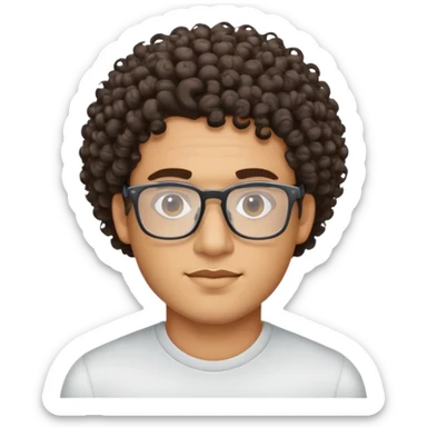 Un homme métisse au cheveux bouclé avec des lunettes rectangle transparent  sticker