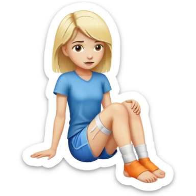 Blonde girl with injured knee sticker