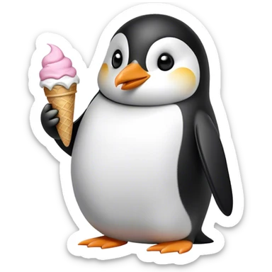 Penguin eating icecream sticker