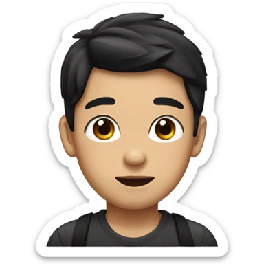 A boy with black hair with a bow on his head sticker